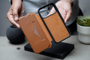 Modern Vegan Leather Flip Case For iPhone 17 Pro Max