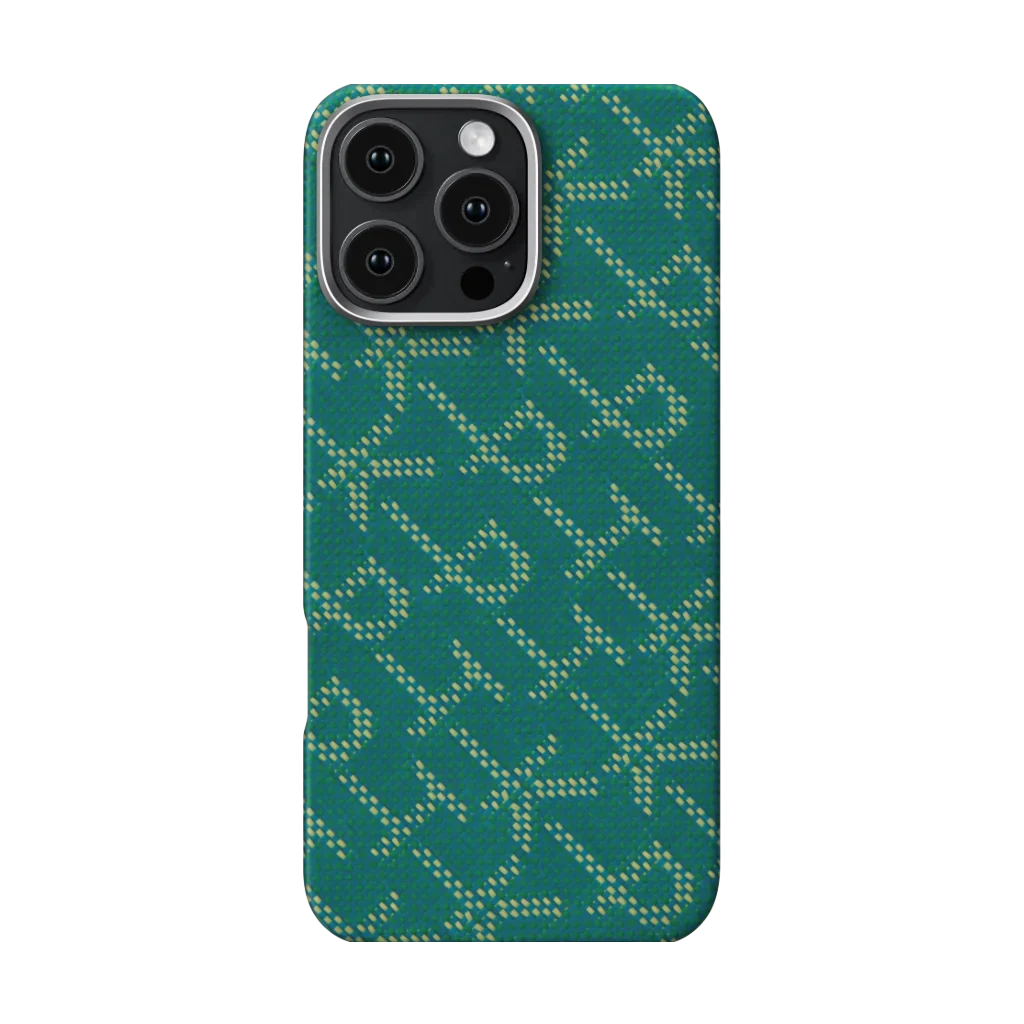PTK Classic Monogram MagEZ Tactile Woven Case 5 for iPhone 16 Series - Green